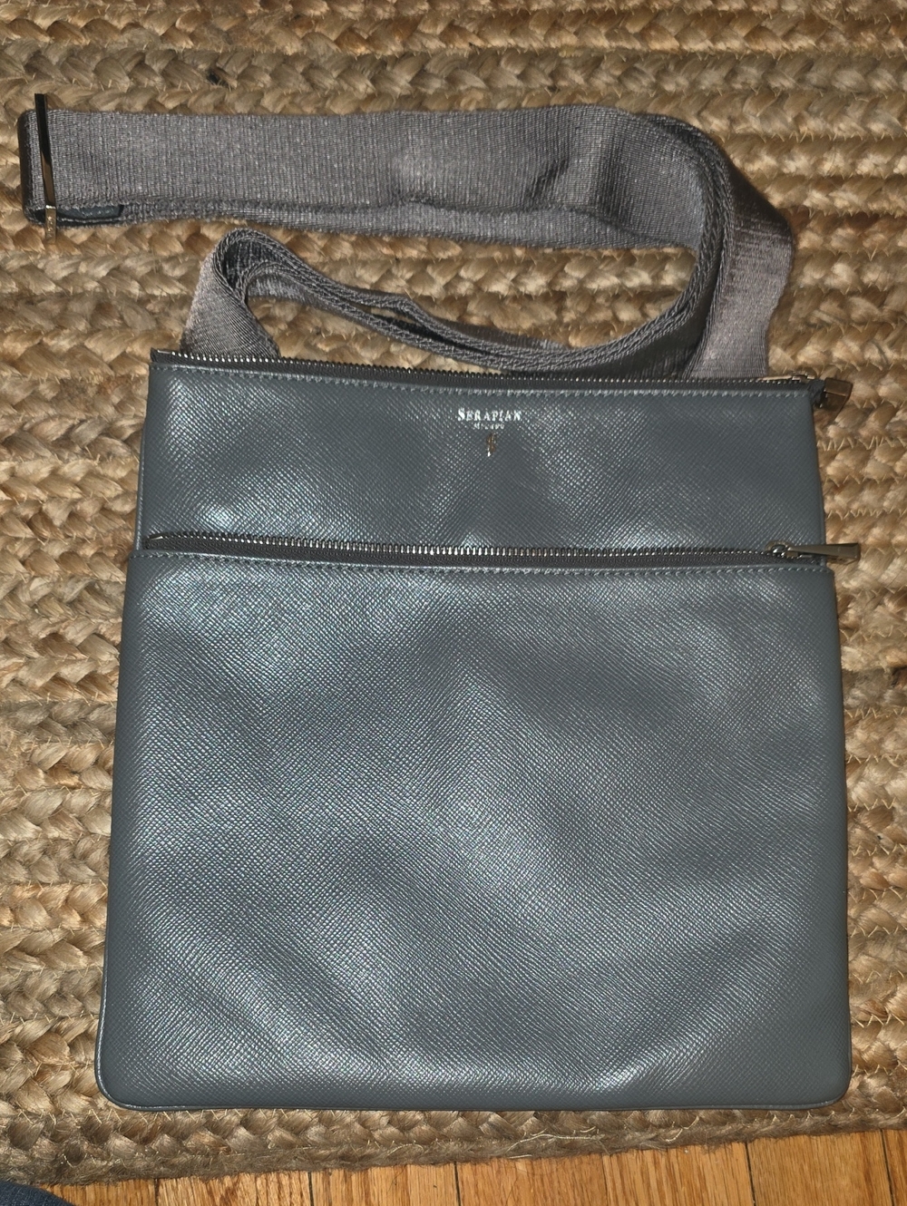 Serapian Gray Leather Messenger Bag